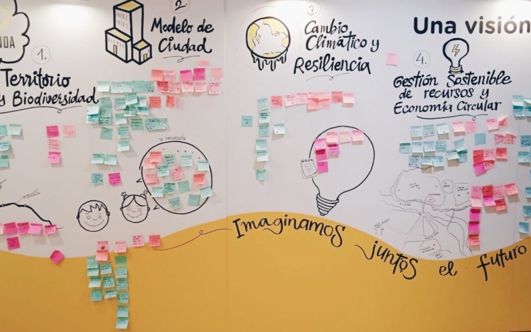 La juventud arandina participa en un mural sobre Agenda Urbana en la feria de Formación Profesional